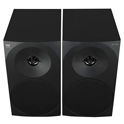 Woxter Dynamic Line 410 – Altavoces estéreo 2.0 Autoamplificados con 150W de potencia, Madera, Woofer de 4 pulgadas, 2 Tweeter, 3.5 mm, RCA, Control volumen, agudos, graves, Bookself Speakers, Negro