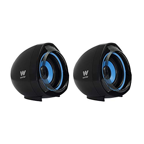 Woxter SO26-055 Big Bass 70 - Altavoces para PC (Mando de Control de Volumen, 15 W de Potencia, Conexiones 3.5 mm, USB, óptimo para PC/Smartphones/Videoconsolas) color Negro/Azul