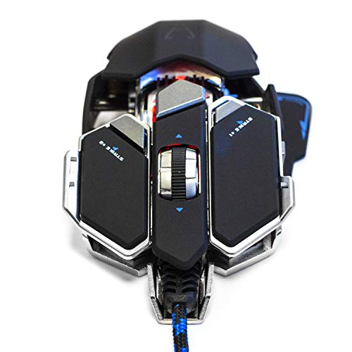 Woxter Stinger GX 250 M Black -Ratón Gaming Profesional (Estructura metálica,AVAGO 5050,Diseño Transformer,Macros,Rueda 3D,Resolución hasta 2000 dpi,Retroiluminado 4 colores/10 Botones programables)