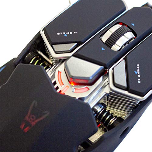 Woxter Stinger GX 250 M Black -Ratón Gaming Profesional (Estructura metálica,AVAGO 5050,Diseño Transformer,Macros,Rueda 3D,Resolución hasta 2000 dpi,Retroiluminado 4 colores/10 Botones programables)