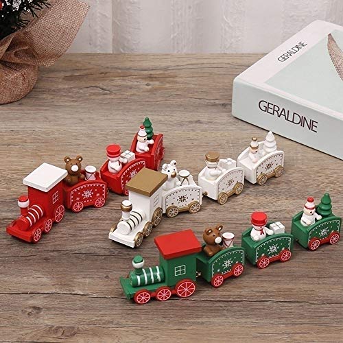 Wqzsffgg Tren pequeño de Madera de 3 Piezas Tren navideño Juguetes Decoraciones navideñas Tren, Tren navideño Regalos navideños para niños Sorteos Decoración navideña de Madera (Color : A)