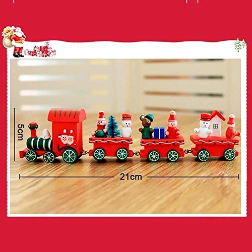 Wqzsffgg Tren pequeño de Madera de 3 Piezas Tren navideño Juguetes Decoraciones navideñas Tren, Tren navideño Regalos navideños para niños Sorteos Decoración navideña de Madera (Color : A)