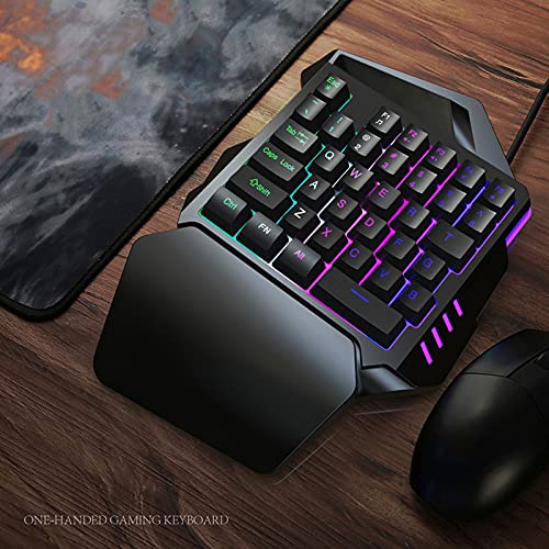 Wscoficey Teclado de juego con una sola mano, teclado retroiluminado RGB para PC Gamer, 35 teclas