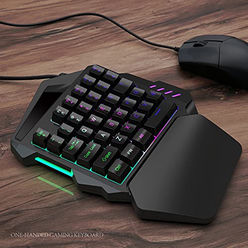 Wscoficey Teclado de juego con una sola mano, teclado retroiluminado RGB para PC Gamer, 35 teclas