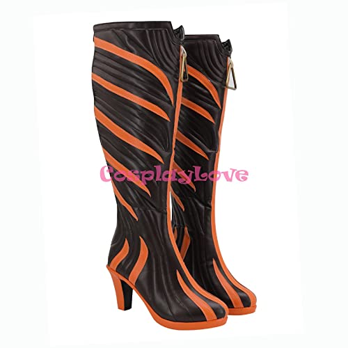 WSJDE Apex Legends Season 5 Loba Grey Cosplay Shoes Long Boots est Custom Made For Female Male 43 FemaleLobaShoes