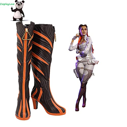 WSJDE Apex Legends Season 5 Loba Grey Cosplay Shoes Long Boots est Custom Made For Female Male 43 FemaleLobaShoes