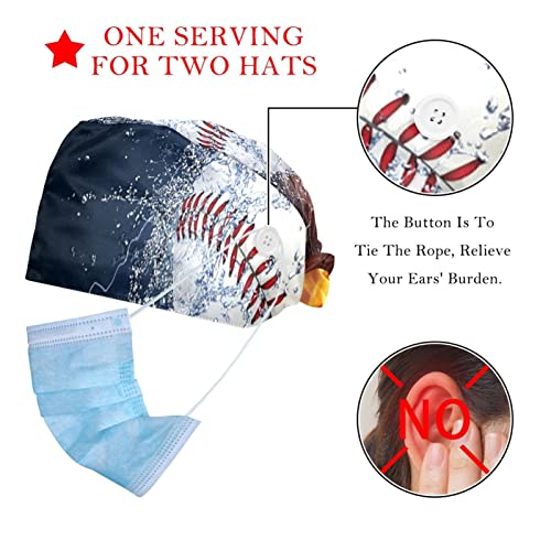 wuqiandian Gorra de trabajo con botón y banda para el sudor ajustable,Béisbol Bahrein Fuego y agua,Sombreros de trabajo para mujeres y hombres,paquete de 2