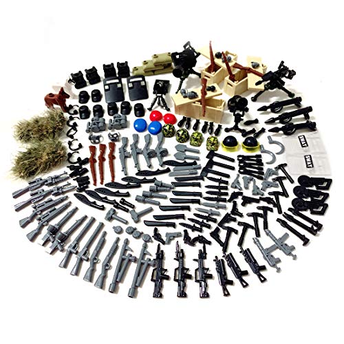 WWEI Juego de armas militares de guerra WW2 para niños, minisoldados, figuras SWAT compatibles con Lego