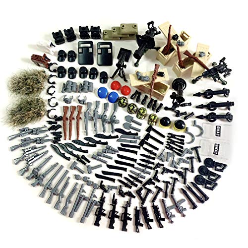 WWEI Juego de armas militares de guerra WW2 para niños, minisoldados, figuras SWAT compatibles con Lego
