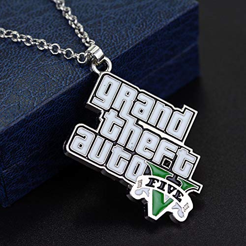WYFLL Juego De Tendencia De Moda Que Rodea A Gta5 Grand Theft Auto Logo Logo Collar Personalidad Tendencia Collar Suéter Cadena