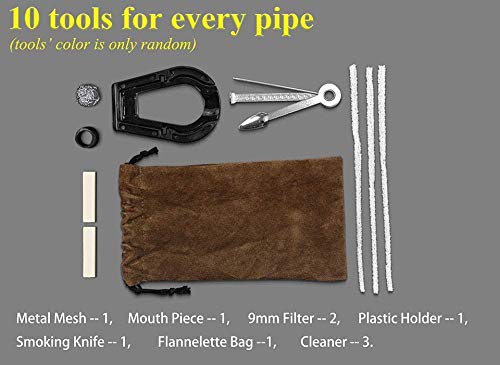 WZX Pipas de Tabaco Pipa de Madera Recta Negra clásica Pipa de ébano Hecha a Mano Accesorios para Pipa de Tabaco