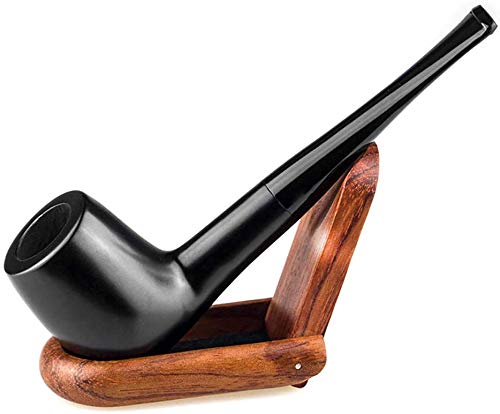 WZX Pipas de Tabaco Pipa de Madera Recta Negra clásica Pipa de ébano Hecha a Mano Accesorios para Pipa de Tabaco