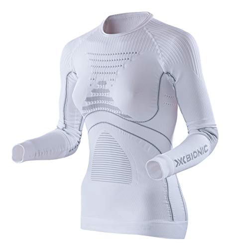 X-Bionic Energy Accumulator Origins Long Sleeve Shirt - Camiseta de compresión para Mujer, Mujer, EA-WT17W18W, Blanco/Perla Gris, FR : L (Taille Fabricant : L/XL)