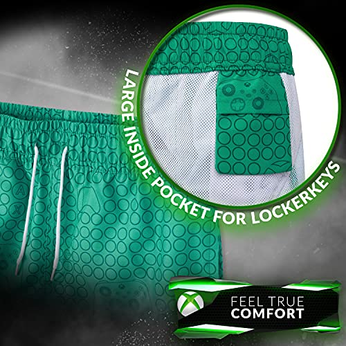 Xbox Bañador Niño, Bañador Corto para Playa O Piscina, Traje De Baño Oficial para Gamers, Regalos Originales para Niños Y Adolescentes 7-15 Años (Verde, 11-12 años)