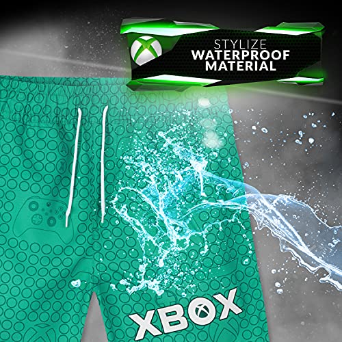 Xbox Bañador Niño, Bañador Corto para Playa O Piscina, Traje De Baño Oficial para Gamers, Regalos Originales para Niños Y Adolescentes 7-15 Años (Verde, 11-12 años)