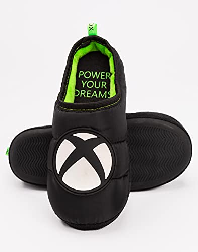 Xbox Slippers Boys Kids Teens Game Console Logo Green Black Shoes 36 EU