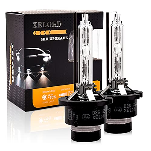 XELORD D2S Xenon Bombillas 6000K Luz Blanca 35W HID Faros de Coche,12V Para Automotores Lámpara Reemplazar (Paquete de 2)