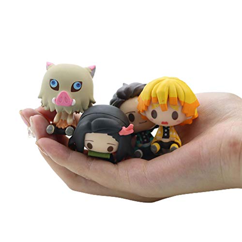 XIANLIAN Figura De Anime De 4 Piezas,Juego De Anime De Demonio De Japón, Bonita Y Genial, Estatua De Kimetsu No Yaiba De 1,77 Pulgadas, PVC, Colección De Anime Única Y Segura para Fanáticos