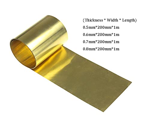 XIAOHUAHUA Lámina Delgada De Metal De Latón, Grosor 0,5~0,8mm, Ancho 200mm, Cuña De Placa De Lámina De Cinturón, Metalurgia, Longitud 1 M / 3,28 Pies,0.6mm*200mm*1m
