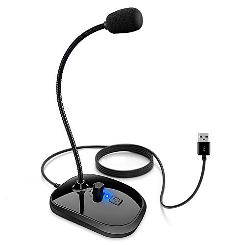 XIAOKOA Micrófono para PC,Micrófono USB,con Interruptor de Control de Volumen y Conector para Auriculares de 3,5 mm,para Juegos PS4 / Grabación de Video/Youtube/Podcast/Conferencias