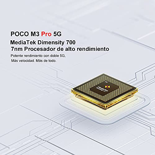 Xiaomi Poco M3 Pro 5G Smartphone,6GB 128GB Teléfono Móvil,DotDisplay FHD+ de 6,5”,MediaTek Dimensity 700,Cámara Triple, Versión Global(Negro)