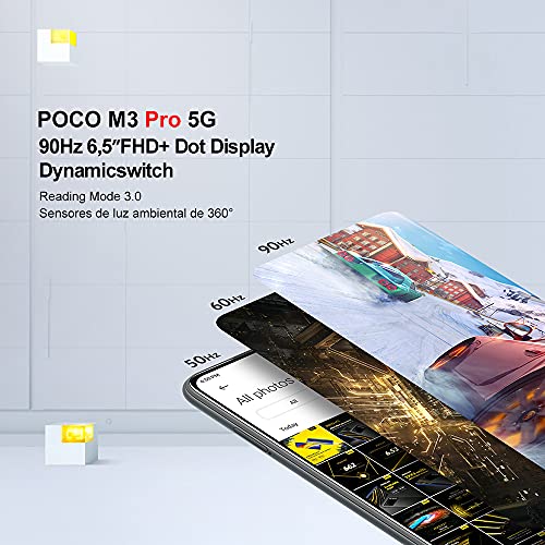 Xiaomi Poco M3 Pro 5G Smartphone,6GB 128GB Teléfono Móvil,DotDisplay FHD+ de 6,5”,MediaTek Dimensity 700,Cámara Triple, Versión Global(Negro)