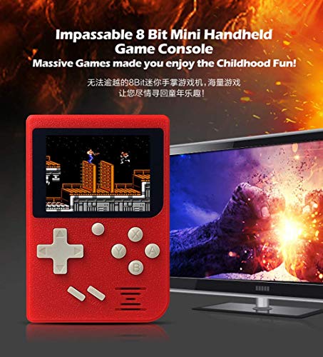 Xikmad Handheld - Máquina de juegos de cuero con diseño retro (modelo clásico GBA FC 129 en 1) rojo rojo