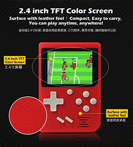 Xikmad Handheld - Máquina de juegos de cuero con diseño retro (modelo clásico GBA FC 129 en 1) rojo rojo
