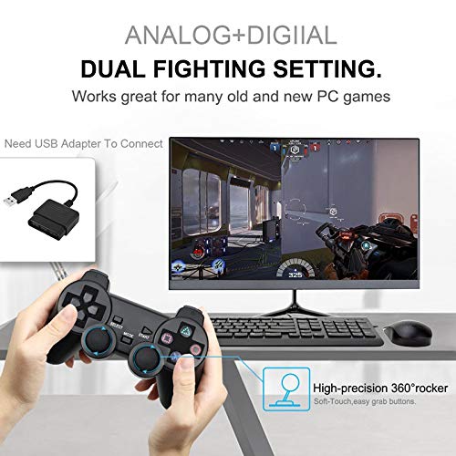 XIWAN For Mando inalámbrico Bluetooth Sony PS2 Gamepad for Play Station 2 Joystick for Consola de Dualshock 2 Color Transparente (Color : A)