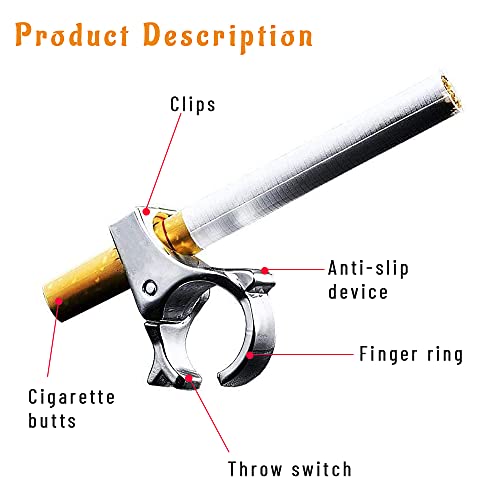 XiXiRan Anillo de Cigarrillo, Cigarrillo Anillo, Anillo de Cigarrillos Titular, Anillo de Soporte de Cigarrillo, Anillo de Dedo del Cigarrillo, para ConduccióN de Juegos, 2 Piezas(Oro Y Plata)