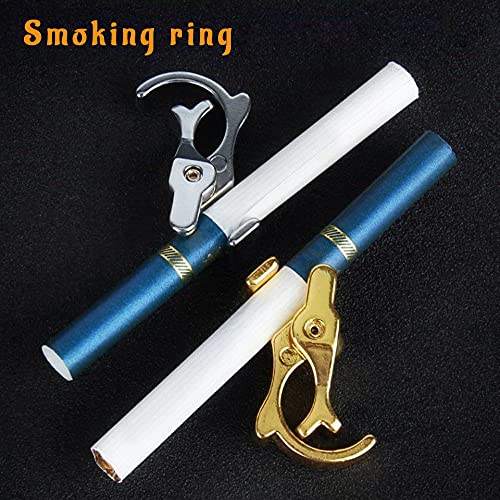 XiXiRan Anillo de Cigarrillo, Cigarrillo Anillo, Anillo de Cigarrillos Titular, Anillo de Soporte de Cigarrillo, Anillo de Dedo del Cigarrillo, para ConduccióN de Juegos, 2 Piezas(Oro Y Plata)