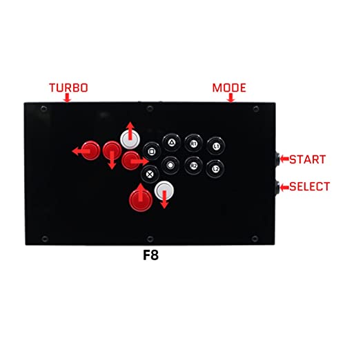 XKJ HK F8-PC Todos los Botones Arcade Joystick Game Controller for Ordenador Personal/Androide Juego (Size : Red Black)