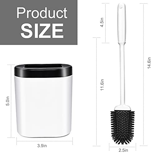 XOC Escobilla de inodoro, limpiador profundo de silicona, juego de cepillos de inodoro y soportes para suelo de baño o pared montada (blanco)