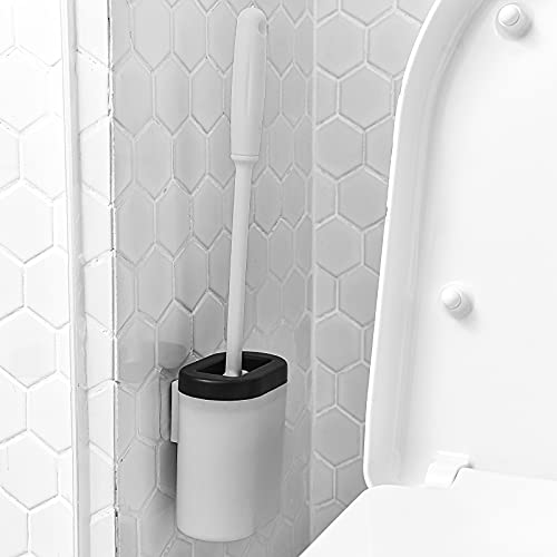 XOC Escobillas de inodoro, limpiador profundo de silicona cepillos y soportes para baño de inodoro/pared montada (gris)