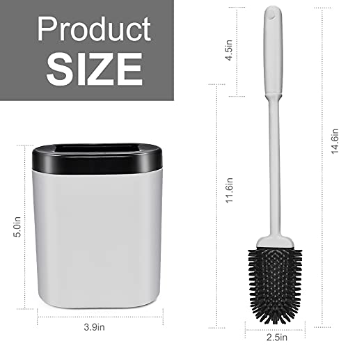 XOC Escobillas de inodoro, limpiador profundo de silicona cepillos y soportes para baño de inodoro/pared montada (gris)
