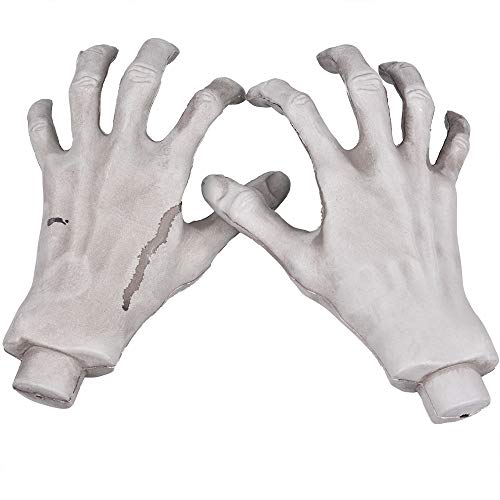 XONOR Esqueleto manos de Halloween – 1 par realistas de plástico esqueleto zombi manos para Halloween terrorismo accesorios decoración (A)