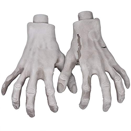 XONOR Esqueleto manos de Halloween – 1 par realistas de plástico esqueleto zombi manos para Halloween terrorismo accesorios decoración (A)