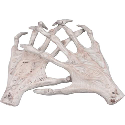 XONOR Manos de esqueleto de Halloween – 1 par de manos de esqueleto de plástico realista Zombi para Halloween terrorista accesorios de decoración (B)