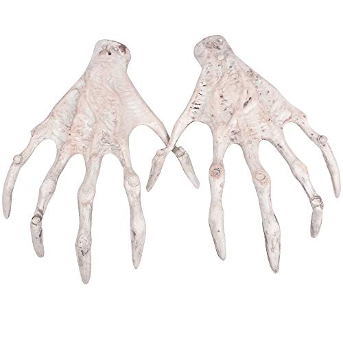 XONOR Manos de esqueleto de Halloween – 1 par de manos de esqueleto de plástico realista Zombi para Halloween terrorista accesorios de decoración (B)