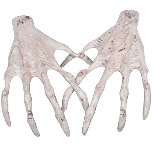 XONOR Manos de esqueleto de Halloween – 1 par de manos de esqueleto de plástico realista Zombi para Halloween terrorista accesorios de decoración (B)