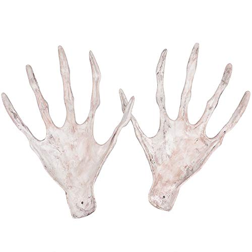 XONOR Manos de esqueleto de Halloween – 1 par de manos de esqueleto de plástico realista Zombi para Halloween terrorista accesorios de decoración (B)