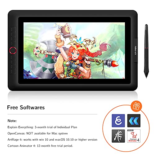 XP-PEN Artist 15.6 Pro Tableta Gráfica15.6 Pulgadas HD IPS P05R con Función de Inclinación 8 Teclas de Atajo y 1 Dial Roja Viene con el Último Software de Dibujo de OpenCanvas 7 o ArtRage 5