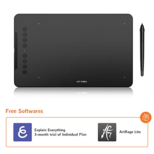 XP-PEN Deco 01 V2 Tableta Gráfica 10 x 6.25 Pulgadas Tableta de Dibujo con Función de Inclinación Compatible con Android y 8 Teclas de Atajos con el Último Software de Dibujo de Artrage Lite