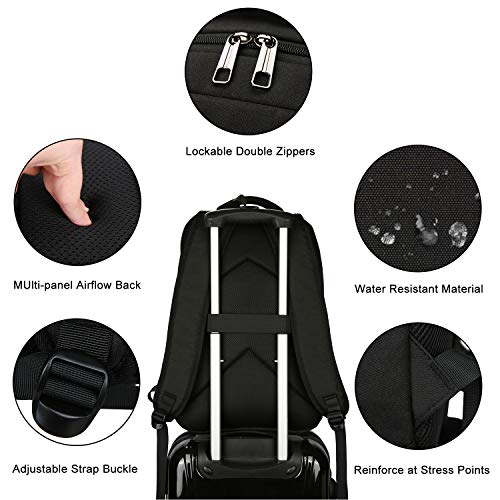 XQXA Mochila de Viaje para Ordenador portátil con Puerto de Carga USB y Puerto para Auriculares, Mochila para Estudiantes de Colegio y Universidad, Compatible con portátil de 15,6 Pulgadas