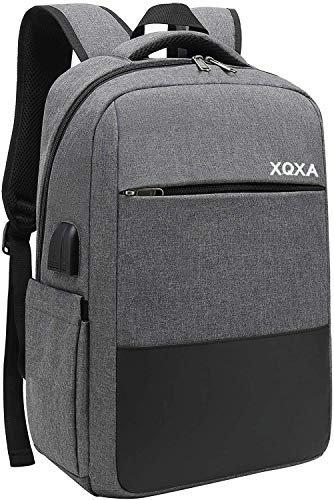 XQXA Mochila para Ordenador portátil con Puerto de Carga USB y Puerto para Auriculares,Mochila Hombre para Estudiantes de Colegio y Universidad, Compatible con portátil de 15,6 Pulgadas