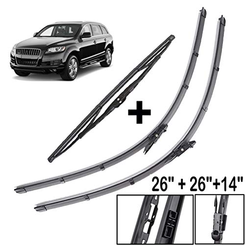 Xukey escobillas limpiaparabrisas delanteras y traseras para Q7 4L 2006-2015(juego de 3)