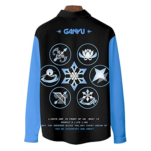 XXSDDM Camisas Casual Genshin Impact Ganyu Hutao,Moda Novedad Impresión Manga Larga Hoodie Unisex Pullover Chánda