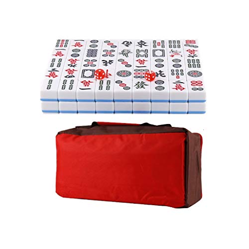 XXZY Nuevo Mahjong Melamine Mahjong Chino, Incluyendo 144 Dados de baldosas 4 Dados y Caja de Almacenamiento portátil Rosa/Blanco (Color : Pink)
