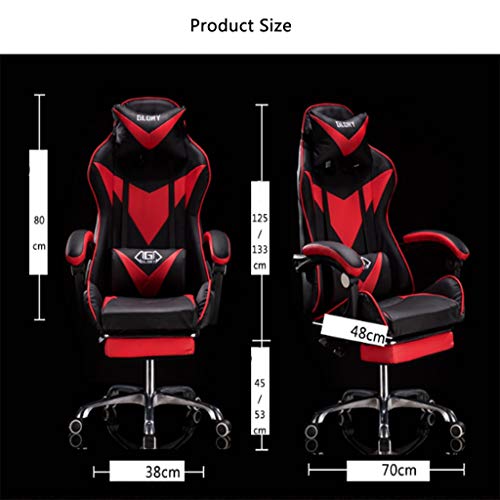 XY&CF Ajustable Gaming Chair, Silla ergonómica de Oficina, Silla de la computadora, retractible reposapiés, con reposacabezas y Soporte Lumbar