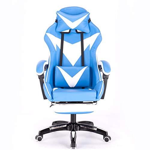 XY&CF Ajustable Gaming Chair, Silla ergonómica de Oficina, Silla de la computadora, retractible reposapiés, con reposacabezas y Soporte Lumbar